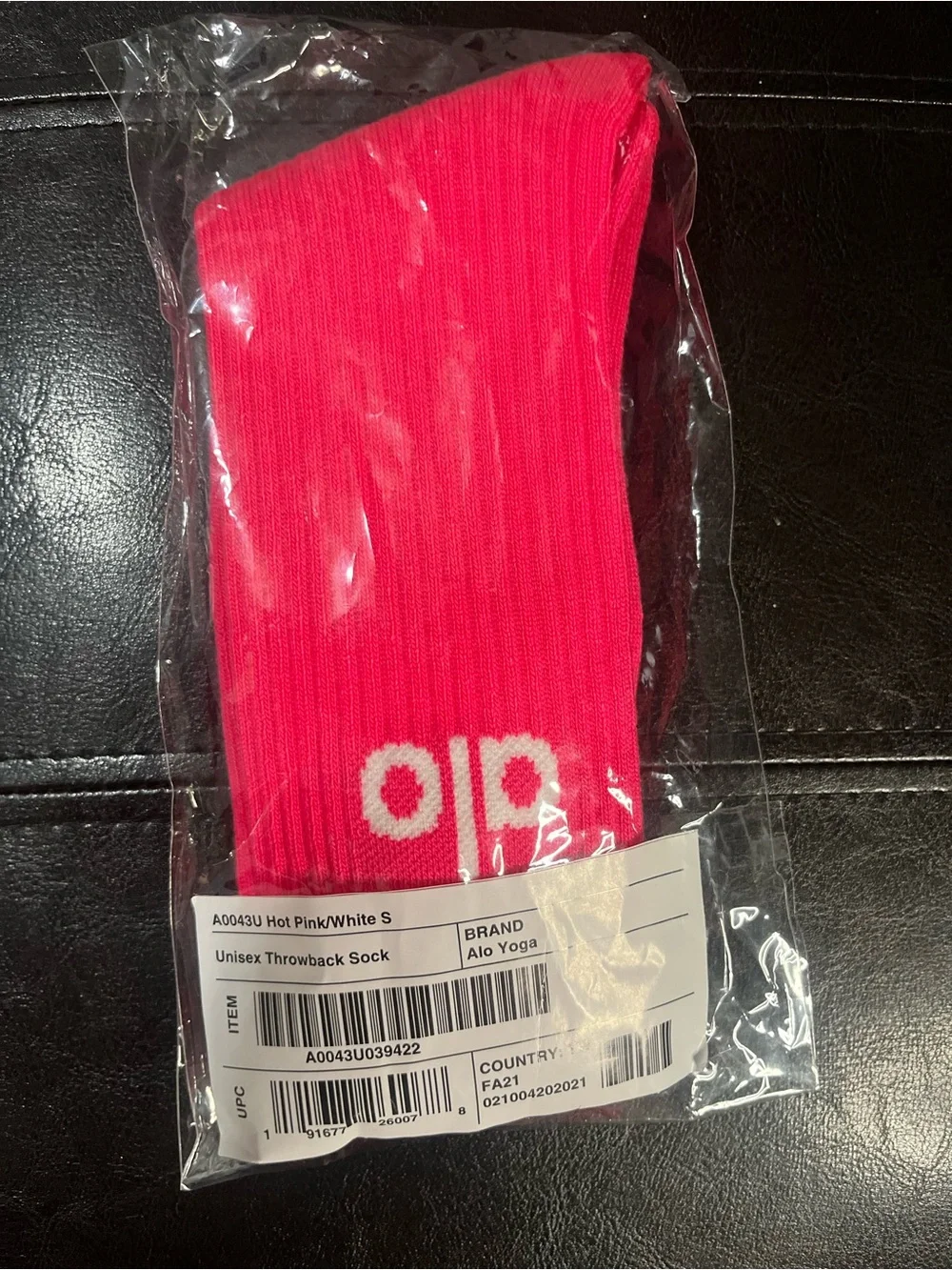 Alo Yoga Hot Pink Logo Socks throwback